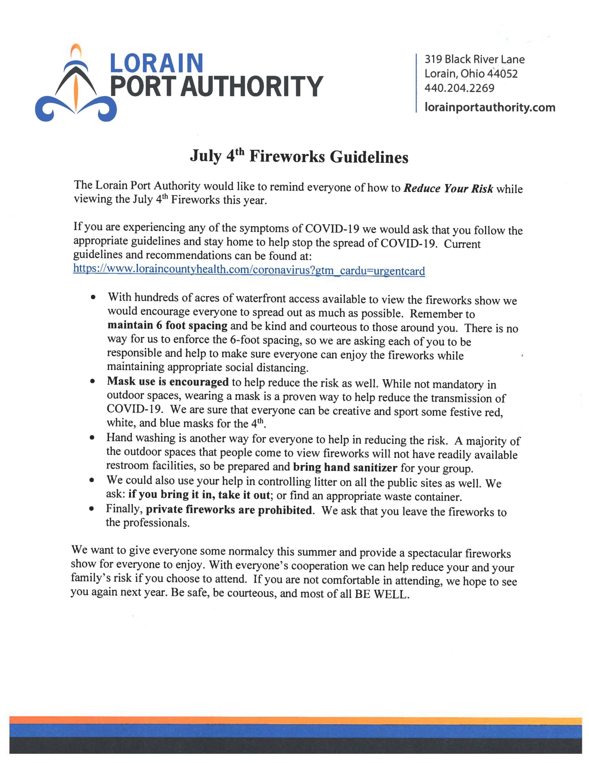 2020 July 4th Fireworks Guidelines